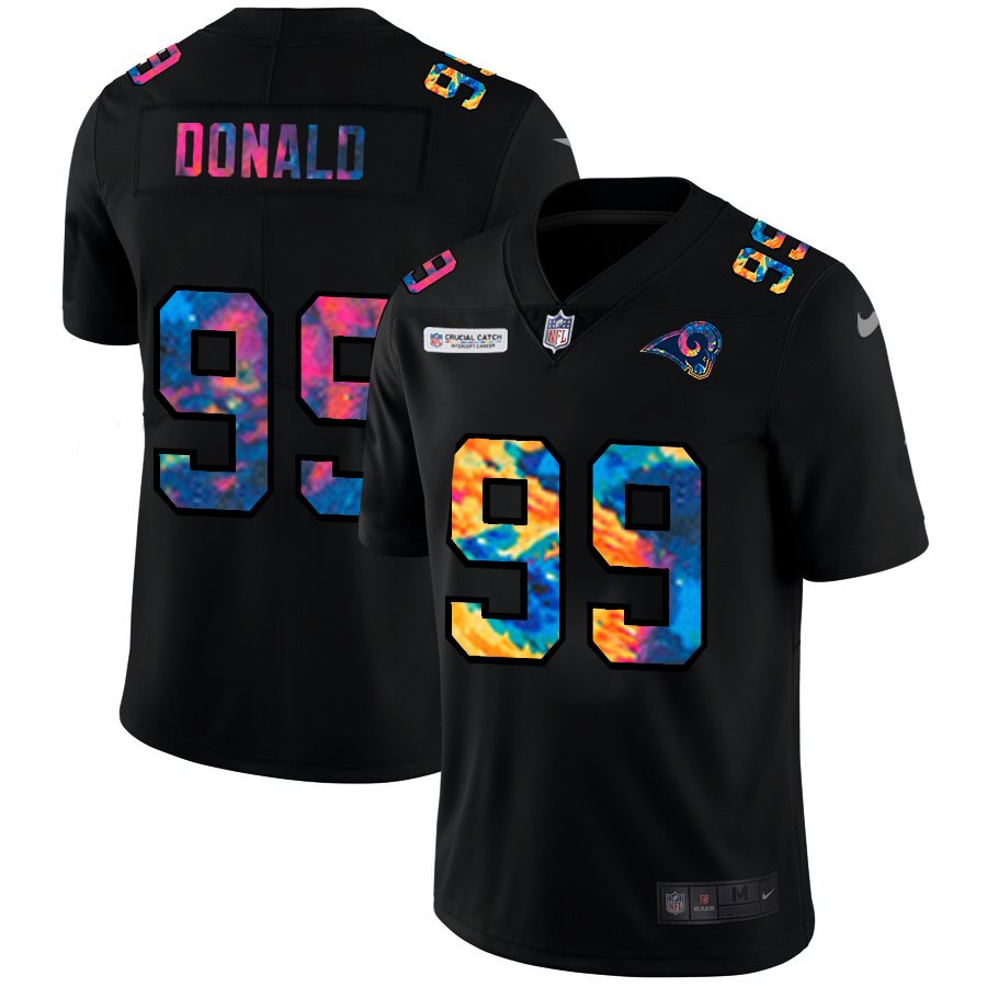 NFL Los Angeles Rams #99 Aaron Donald Men Nike MultiColor Black 2020 Crucial Catch Vapor Untouchable Limited Jersey->los angeles chargers->NFL Jersey